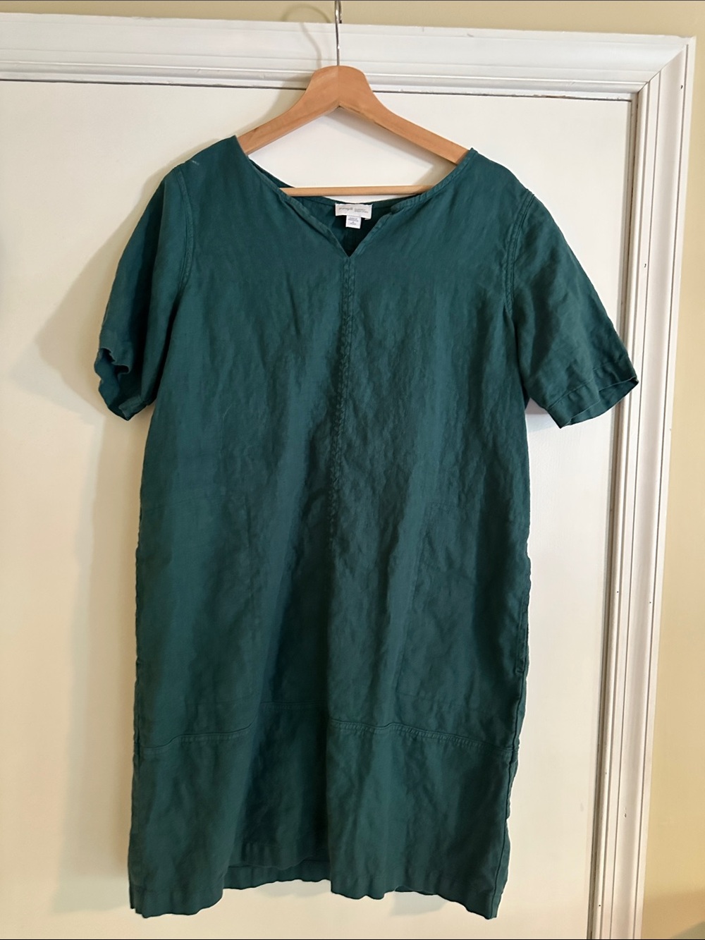 J Jill Teal Green Linen Shift Dress